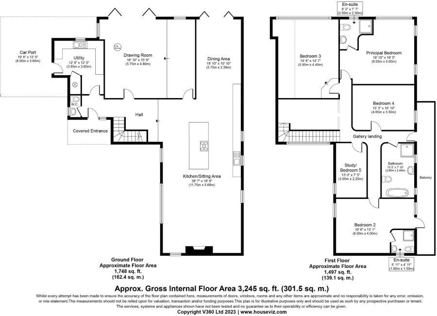 Floor plan of Round Top Barn, Warwick Road, Knowle, ground and first floor